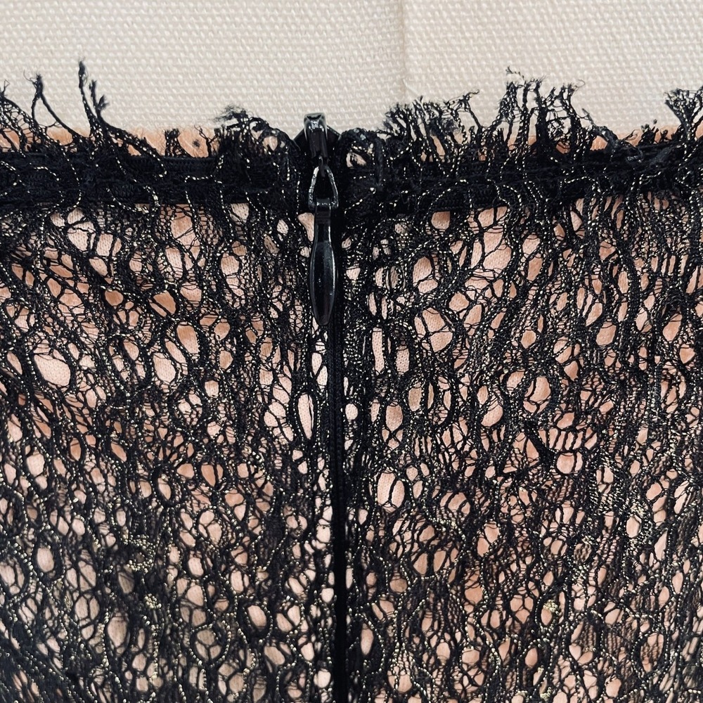 Nasty Gal Black Lace Party Dress Womens Size 4 Sheer Midi Soft Coral Lining Sexy - Picture 12 of 13